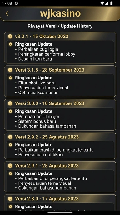 Tampilan riwayat versi wjkasino